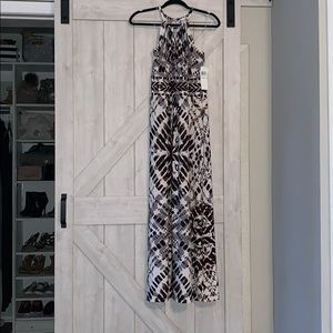 white/brown/black dress